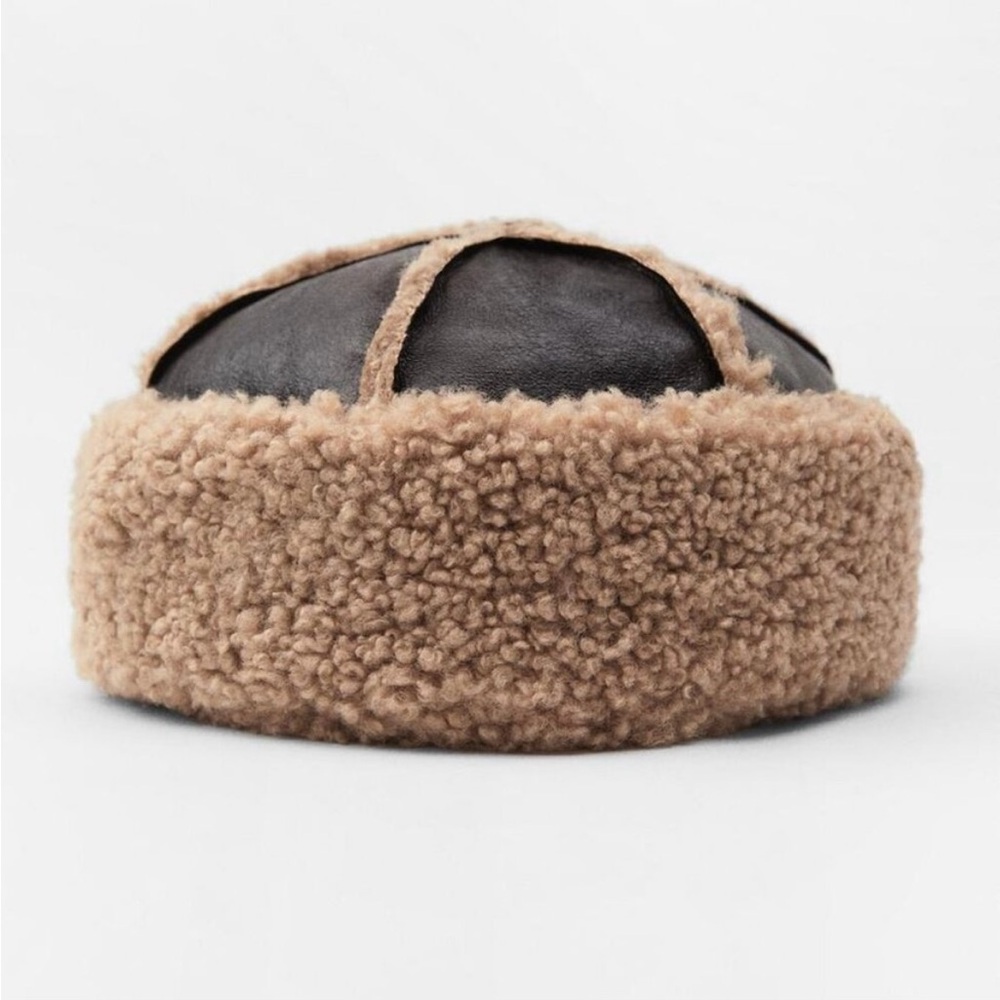 NWT Zara Tan Shearling Hat